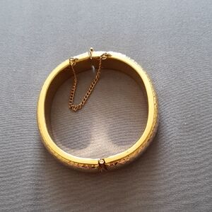 Classic Gold tone Hinged Bangle Bracelet